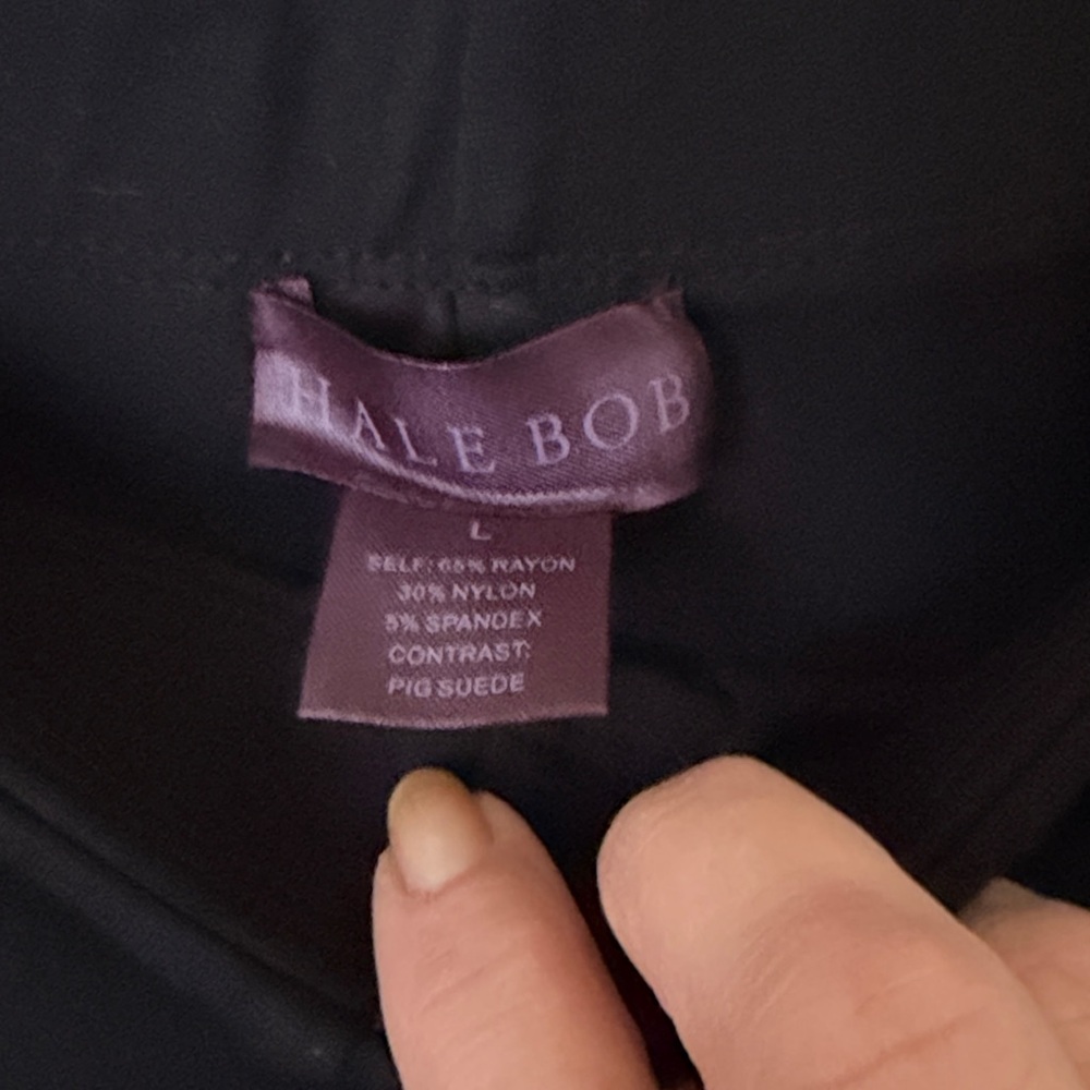 Hale Bob large black leggings with  genuine suede side panels - Picture 5 of 16